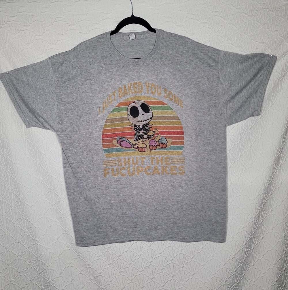 Jerzees Jack Skellington I Just Baked You Some Shut The Fucupcakes T-Shirt Size